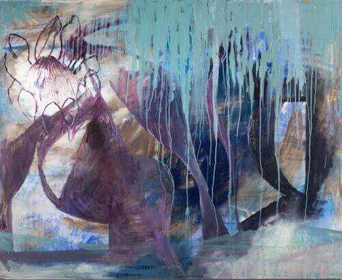 A PROTEA AND WEEPING BLUE PAINT painting