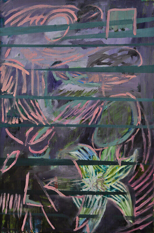 INDIGENOUS FLOWER BEHIND BARS OF GREY painting
