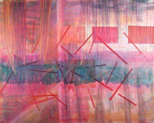 PINK RECTANGLES AND LINES painting