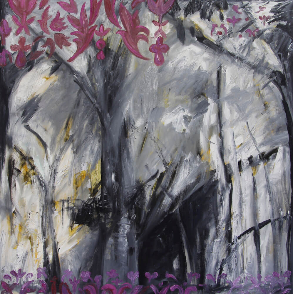 Indoor outdoor light emerging in the forest painting